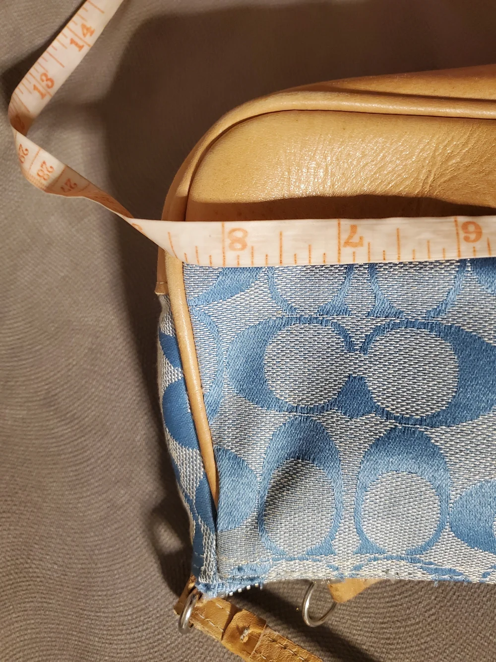 Y2k Coach Blue Signature Canvas and Tan Leather Shoulder Bag